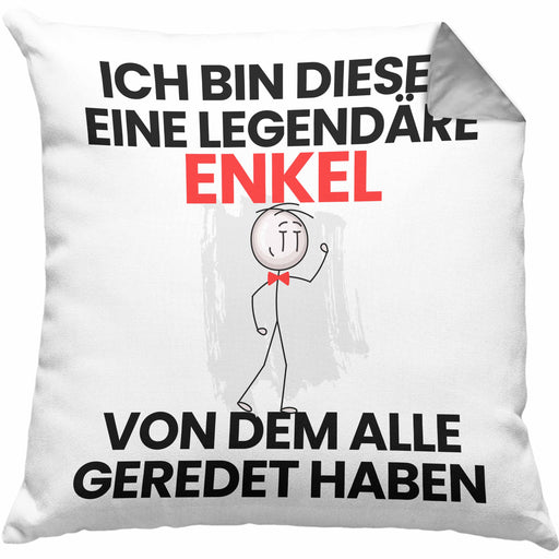 Enkel Geschenk Kissen mit Füllung 40x40 Lustige Geschenkidee Geburtstag für Enkel Ich Bin Dieser Legendäre Enkel Von Dem Alle Geredet Haben (Grau) Grau Trendation