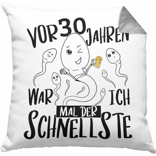 30er Geburtstag Kissen mit Füllung 40x40 Geschenk Mann Männer vor 30 Jahren War Ich Mal Der Schnellste (Grau) Grau Trendation