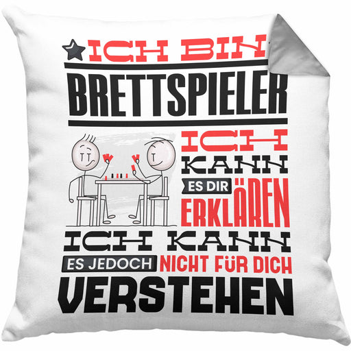 Brettspieler Geschenk Kaffee-Kissen mit Füllung 40x40 Geschenkidee für Brettspieler Ich Bin Brettspieler Ich Kann Es Dir Erklären Jedoch Nicht Für Dich Verstehen Spruch Lustig (Grau) Grau Trendation