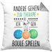 Boule Kissen mit Füllung 40x40 Geschenk Boule-Spieler Geschenkidee Spruch Andere Gehen Zur Therapie Ich Geh Boule Spielen (Grau) Grau Trendation