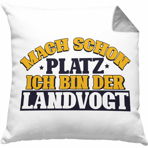 Landvogt Kissen mit Füllung 40x40 Geschenk Lustiger Spruch Mach Schon Platz Ich Bin Der Landvogt Geschenkidee Geburtstag (Grau) Grau Trendation