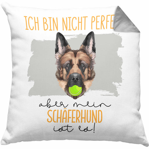 Schäferhund Besitzer Kissen mit Füllung 40x40 Geschenk Lustiger Spruch Geschenkidee Besitzerin Ich Bin Nicht toll Aber Mein Schäferhund Ist Es (Grau) Grau Trendation