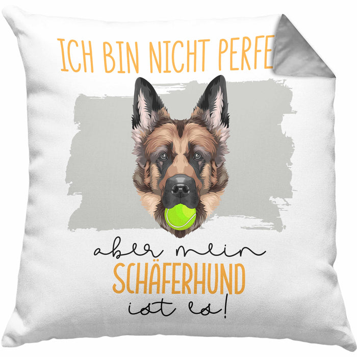 Schäferhund Besitzer Kissen mit Füllung 40x40 Geschenk Lustiger Spruch Geschenkidee Besitzerin Ich Bin Nicht toll Aber Mein Schäferhund Ist Es (Grau) Grau Trendation