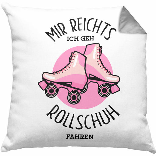 Lustige Rollschuh-Kissen mit Füllung 40x40 Geschenk für Rollschuhfahrerinnen Mir Reichts (Grau) Grau Trendation