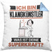 Klangkünstler Kissen mit Füllung 40x40 Geschenk für Klangkünstler Geburtstag Lustiger Spruch Was Ist Deine Superkraft (Grau) Blau Trendation