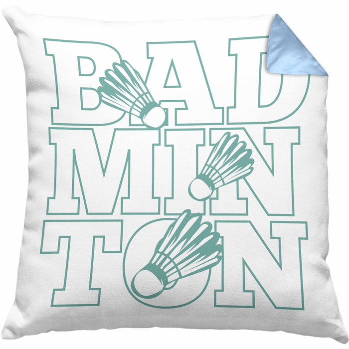 Lustige Badminton Kissen mit Füllung 40x40 Geschenk für Badmintonspieler Badminton Lehrer Coach Trainer Geschenkidee (Grau) Blau Trendation
