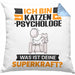 Katzenpsychologe Kissen mit Füllung 40x40 Geschenk für Katzenpsychologe Geburtstag Lustiger Spruch Was Ist Deine Superkraft (Grau) Blau Trendation