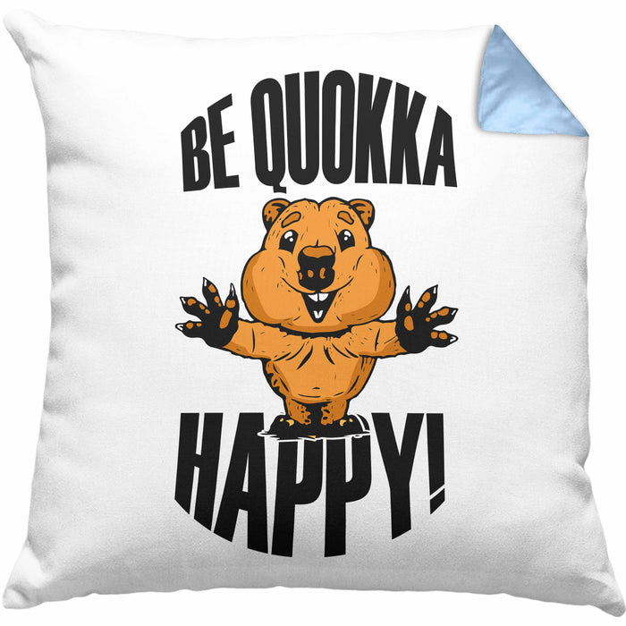 Lustige Kissen mit Füllung 40x40 Quokka-Motiv Geschenk für Quokka Liebhaber Be Quokka Happy (Grau) Blau Trendation