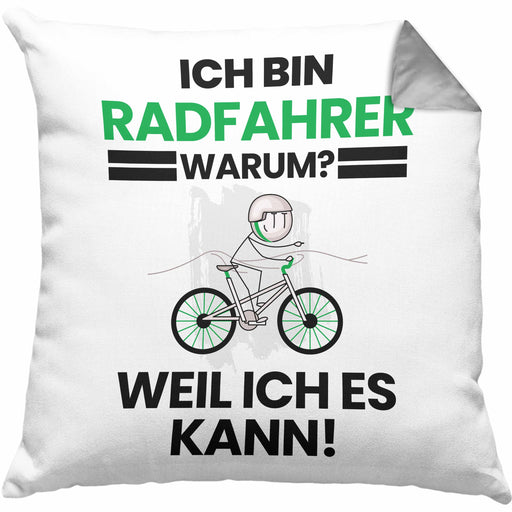 Radfahrer Geschenk Kissen mit Füllung 40x40 Lustiger Spruch Ich Bin Radfahrer Warum Weil Ich Es Kann Geschenkidee Bester Radfahrer Geburtstag (Grau) Grau Trendation
