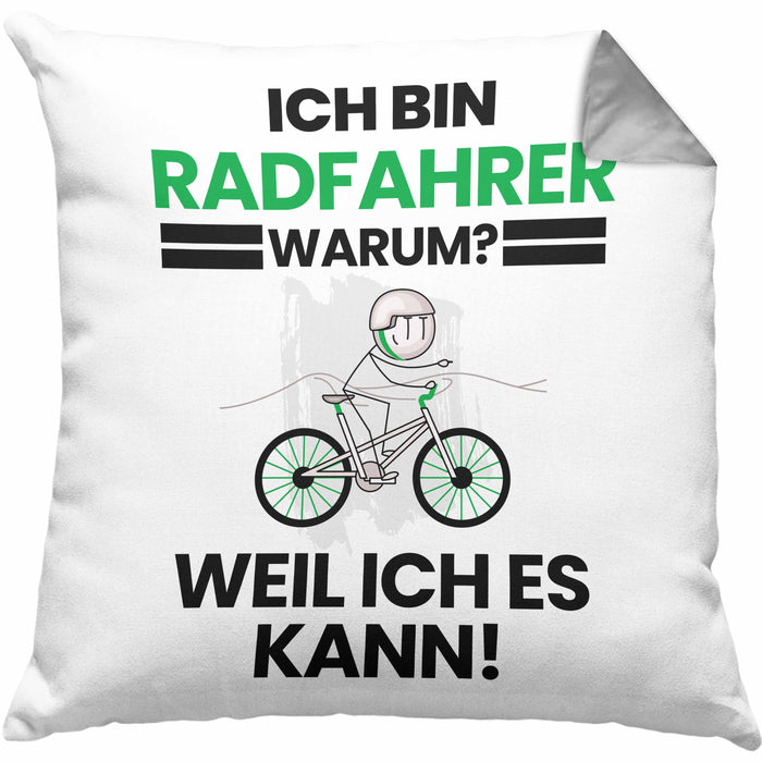 Radfahrer Geschenk Kissen mit Füllung 40x40 Lustiger Spruch Ich Bin Radfahrer Warum Weil Ich Es Kann Geschenkidee Bester Radfahrer Geburtstag (Grau) Grau Trendation