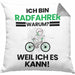 Radfahrer Geschenk Kissen mit Füllung 40x40 Lustiger Spruch Ich Bin Radfahrer Warum Weil Ich Es Kann Geschenkidee Bester Radfahrer Geburtstag (Grau) Grau Trendation