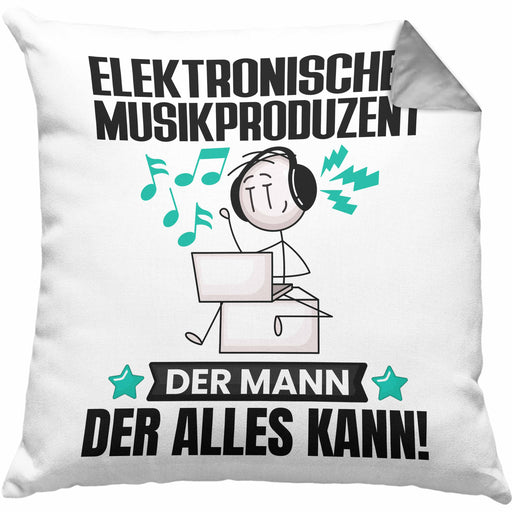 ElektronischerMusikproduzent Kissen mit Füllung 40x40 Geschenk für ElektronischerMusikproduzent Der Mann Der Alles Kann Geschenkidee zum Geburtstag (Grau) Grau Trendation