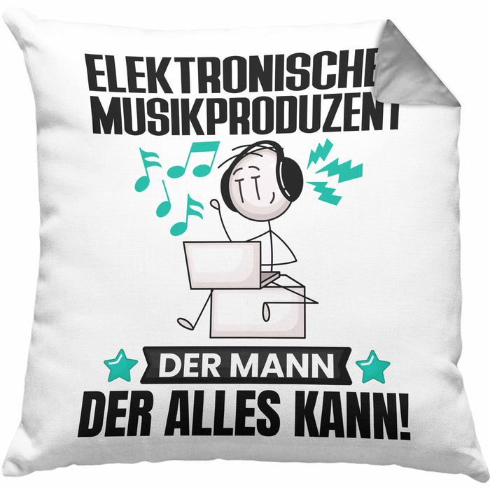 ElektronischerMusikproduzent Kissen mit Füllung 40x40 Geschenk für ElektronischerMusikproduzent Der Mann Der Alles Kann Geschenkidee zum Geburtstag (Grau) Grau Trendation