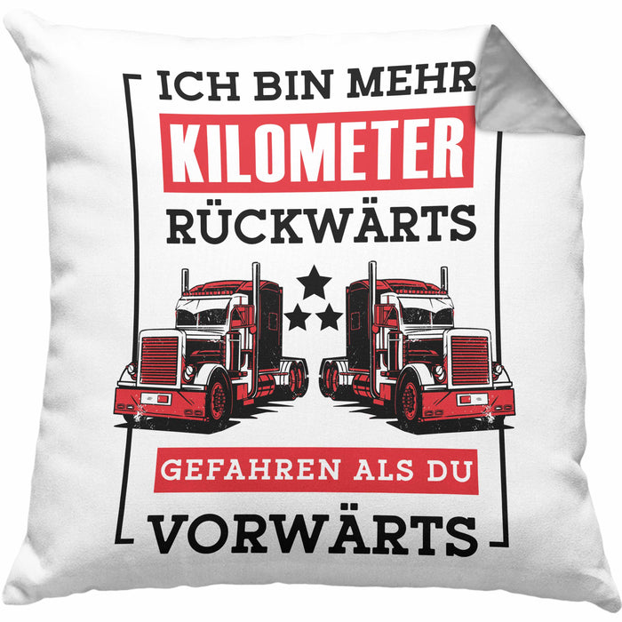 Lustige Kissen mit Füllung 40x40 LKW-Fahrer Geschenk Geschenkidee LKW Spruch (Grau) Grau Trendation