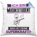 Musikstudent Kissen mit Füllung 40x40 Geschenk für Musikstudent Geburtstag Lustiger Spruch Was Ist Deine Superkraft (Grau) Blau Trendation
