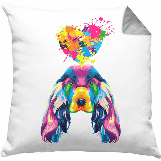 Cocker Spaniel Herz Farbe Besitzer Kissen mit Füllung 40x40 Geschenk Lustiger Spruch Geschenkidee Cocker Spaniel Liebhaber (Grau) Grau Trendation