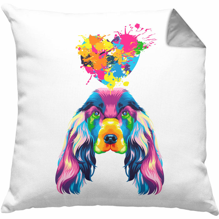 Cocker Spaniel Herz Farbe Besitzer Kissen mit Füllung 40x40 Geschenk Lustiger Spruch Geschenkidee Cocker Spaniel Liebhaber (Grau) Grau Trendation