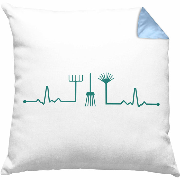Herzschlag Gärtner Kissen mit Füllung 40x40 mit Spruch Garten Hobbygärtner Geschenk Lustig Gärtnerin Geschenkidee (Grau) Blau Trendation
