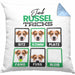 Jack Russel Besitzer Kissen mit Füllung 40x40 Geschenk Lustiger Spruch Geschenkidee Jack Russel Tricks Bleib (Grau) Blau Trendation