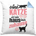 Katze Kissen mit Füllung 40x40 Katzenbesitzer Geschenk Katzen Geschenkidee Lustige Kissen mit Füllung 40x40 mit Spruch Kater Katzenmama (Grau) Blau Trendation