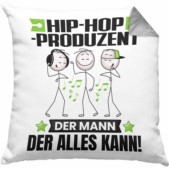 Hip-Hop-Produzent Kissen mit Füllung 40x40 Geschenk für Hip-Hop-Produzent Der Mann Der Alles Kann Geschenkidee zum Geburtstag (Grau) Grau Trendation
