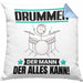 Drummer Kissen mit Füllung 40x40 Geschenk für Drummer Der Mann Der Alles Kann Geschenkidee zum Geburtstag (Grau) Blau Trendation