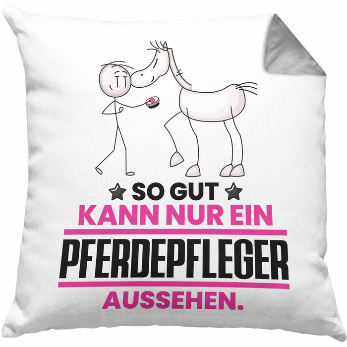 Pferdepfleger Geschenk Kissen mit Füllung 40x40 So Gut Kann Nur Ein Pferdepfleger Aussehen Geschenkidee (Grau) Grau Trendation