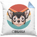 Chihuahua Besitzer Kissen mit Füllung 40x40 Geschenk Lustiger Spruch Geschenkidee Chihuahua Mama Papa (Grau) Blau Trendation