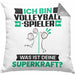 Volleyballspieler Kissen mit Füllung 40x40 Geschenk für Volleyballspieler Geburtstag Lustiger Spruch Was Ist Deine Superkraft (Grau) Grau Trendation