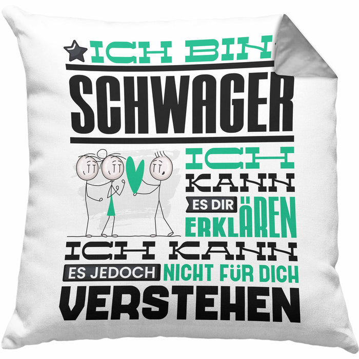 Schwager Geschenk Kaffee-Kissen mit Füllung 40x40 Geschenkidee für Schwager Ich Bin Schwager Ich Kann Es Dir Erklären Jedoch Nicht Für Dich Verstehen Spruch Lustig (Grau) Grau Trendation