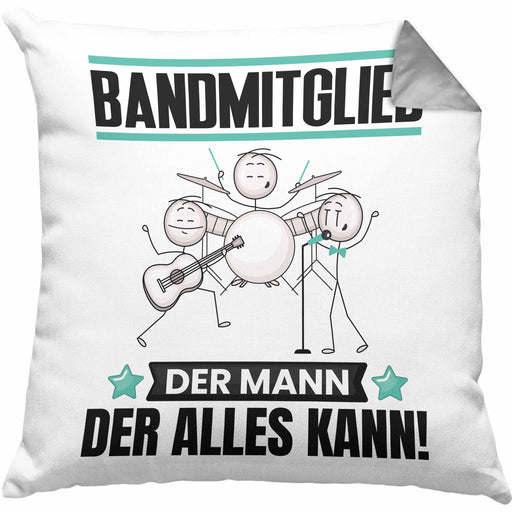Bandmitglied Kissen mit Füllung 40x40 Geschenk für Bandmitglied Der Mann Der Alles Kann Geschenkidee zum Geburtstag (Grau) Grau Trendation