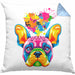 Französische Bulldogge Herz Farbe Besitzer Kissen mit Füllung 40x40 Geschenk Lustiger Spruch Geschenkidee Französische Bulldogge Liebhaber (Grau) Blau Trendation
