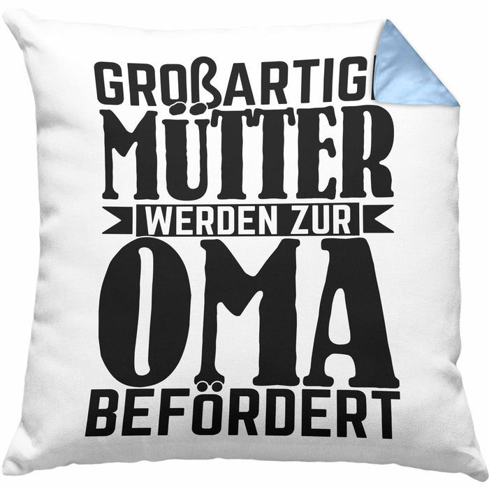 Oma Geschenk Kissen mit Füllung 40x40 Beste Oma Geschenkidee Geburtstag Muttertag Großartige Mütter Werden Zur Oma Befördert (Grau) Blau Trendation