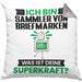 Sammler von Briefmarken Kissen mit Füllung 40x40 Geschenk für Sammler von Briefmarken Geburtstag Lustiger Spruch Was Ist Deine Superkraft (Grau) Grau Trendation