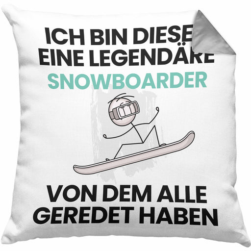 Snowboarder Geschenk Kissen mit Füllung 40x40 Lustige Geschenkidee Geburtstag für Snowboarder Ich Bin Dieser Legendäre Snowboarder Von Dem Alle Geredet Haben (Grau) Grau Trendation
