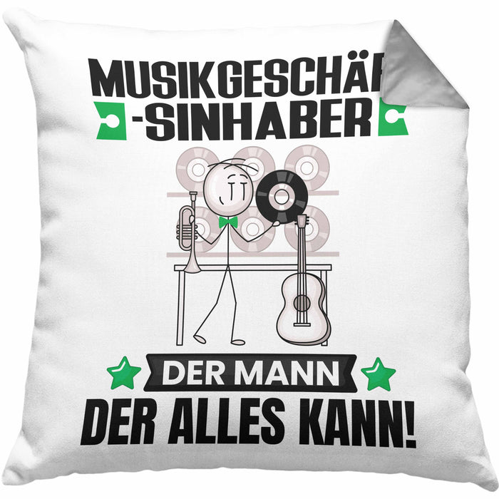 Musikgeschäftsinhaber Kissen mit Füllung 40x40 Geschenk für Musikgeschäftsinhaber Der Mann Der Alles Kann Geschenkidee zum Geburtstag (Grau) Grau Trendation