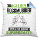 Rockmusiker Kissen mit Füllung 40x40 Geschenk für Rockmusiker Geburtstag Lustiger Spruch Was Ist Deine Superkraft (Grau) Blau Trendation