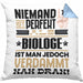 Biologe Geschenk Kissen mit Füllung 40x40 Lustige Geschenkidee für Biologe Geburtstag Niemand Ist Perfekt Aber Als Biologe Ist Man Nah Dran (Grau) Blau Trendation