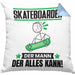 Skateboarder Kissen mit Füllung 40x40 Geschenk für Skateboarder Der Mann Der Alles Kann Geschenkidee zum Geburtstag (Grau) Blau Trendation