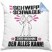 Schwippschwager Kissen mit Füllung 40x40 Geschenk für Schwippschwager Der Mann Der Alles Kann Geschenkidee zum Geburtstag (Grau) Blau Trendation