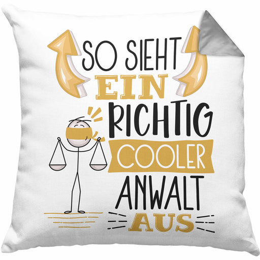 Anwalt Kissen mit Füllung 40x40 Geschenk So Sieht Ein RIchtig Cooler Anwalt Aus Geschenkidee Lustiger Spruch Geburtstag (Grau) Grau Trendation