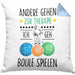Boule Kissen mit Füllung 40x40 Geschenk Boule-Spieler Geschenkidee Spruch Andere Gehen Zur Therapie Ich Geh Boule Spielen (Grau) Blau Trendation