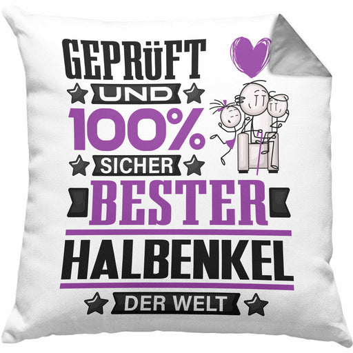 Halbenkel Geschenk Lustiger Spruch für Halbenkel Geschenkidee Bester Halbenkel Der WeltKissen mit Füllung 40x40 (Grau) Grau Trendation