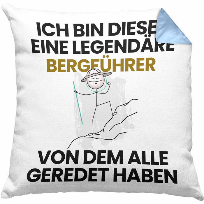 Bergführer Geschenk Kissen mit Füllung 40x40 Lustige Geschenkidee Geburtstag für Bergführer Ich Bin Dieser Legendäre Bergführer Von Dem Alle Geredet Haben (Grau) Blau Trendation