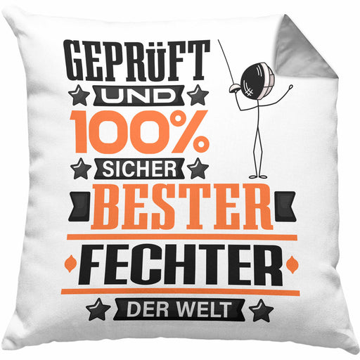 Fechter Geschenk Lustiger Spruch für Fechter Geschenkidee Bester Fechter Der WeltKissen mit Füllung 40x40 (Grau) Grau Trendation