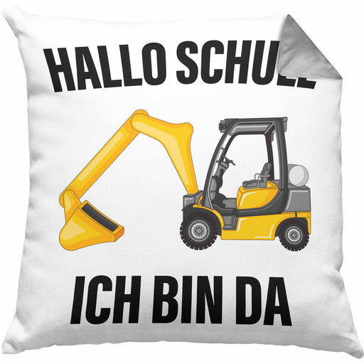 Einschulung Junge Geschenk für Schultüte Füllung Kissen mit Füllung 40x40 Schulstart 1. Schultag Schuleinführung Schulanfang Geschenkidee Schulkind Jungs (Grau) Grau Trendation