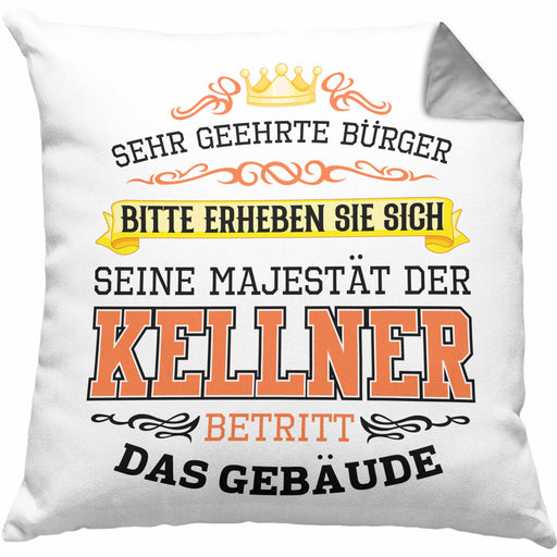 Kellner Kissen mit Füllung 40x40 Geschenk für Kellner Gastro Geschenke Geschenkidee (Grau) Grau Trendation