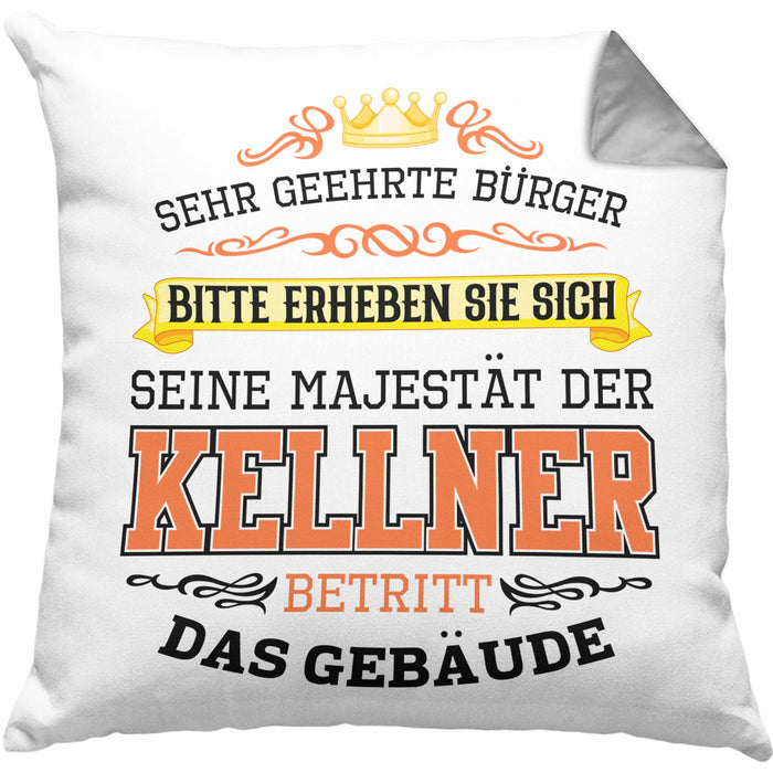 Kellner Kissen mit Füllung 40x40 Geschenk für Kellner Gastro Geschenke Geschenkidee (Grau) Grau Trendation