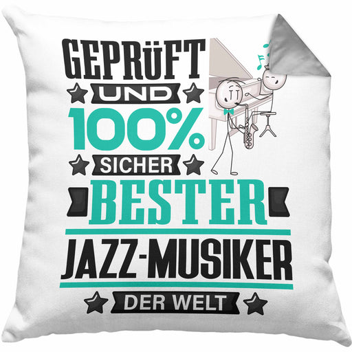 Jazz-Musiker Geschenk Lustiger Spruch für Jazz-Musiker Geschenkidee Bester Jazz-Musiker Der WeltKissen mit Füllung 40x40 (Grau) Grau Trendation