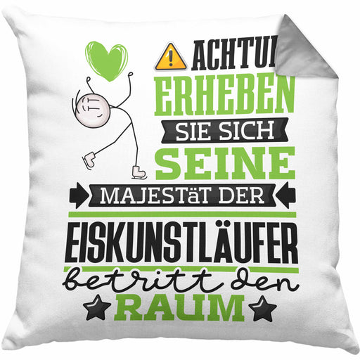 Eiskunstläufer Geschenk Kissen mit Füllung 40x40 Lustiger Spruch Erheben Sie Sich Der Eiskunstläufer Betritt den Raum (Grau) Grau Trendation